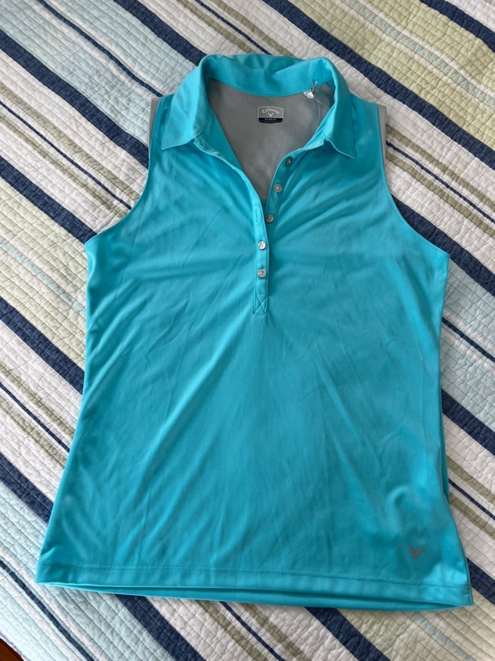 Callaway Women's Sleeveless Golf Shirt- Aqua Blue